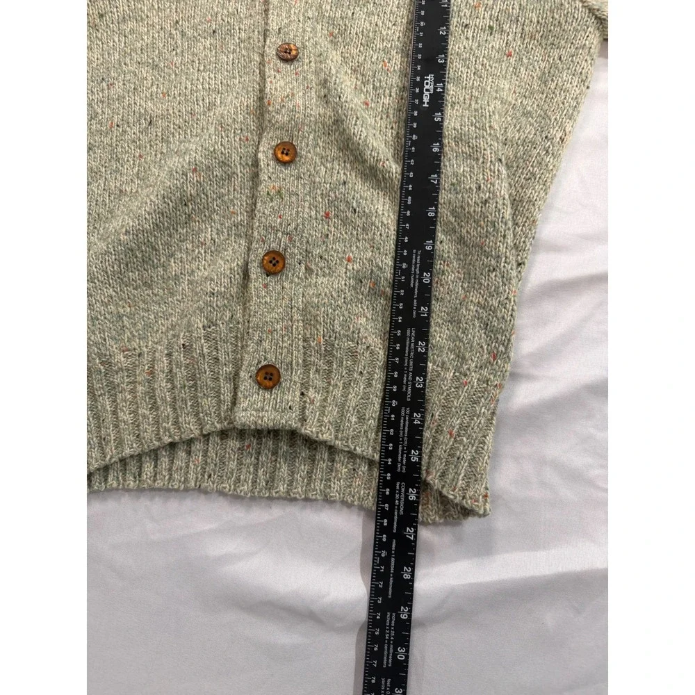 Vintage Kings Road Sears Mens Cardigan Sweater Large Wool Blend Green Fleck